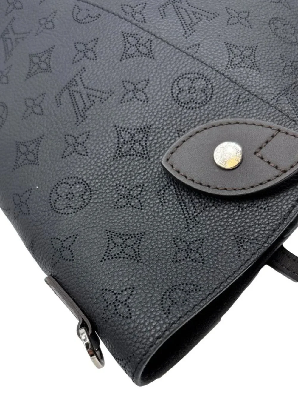 Louis Vuitton Hina MM Mahina Leather Tote Shoulder Bag Black